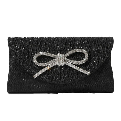 Women Elegant Evening Handbag Shiny Crystal Bow Flap Clutch Purse Envelope Dinner Evening Clutch Bags Wedding Party Prom Purse