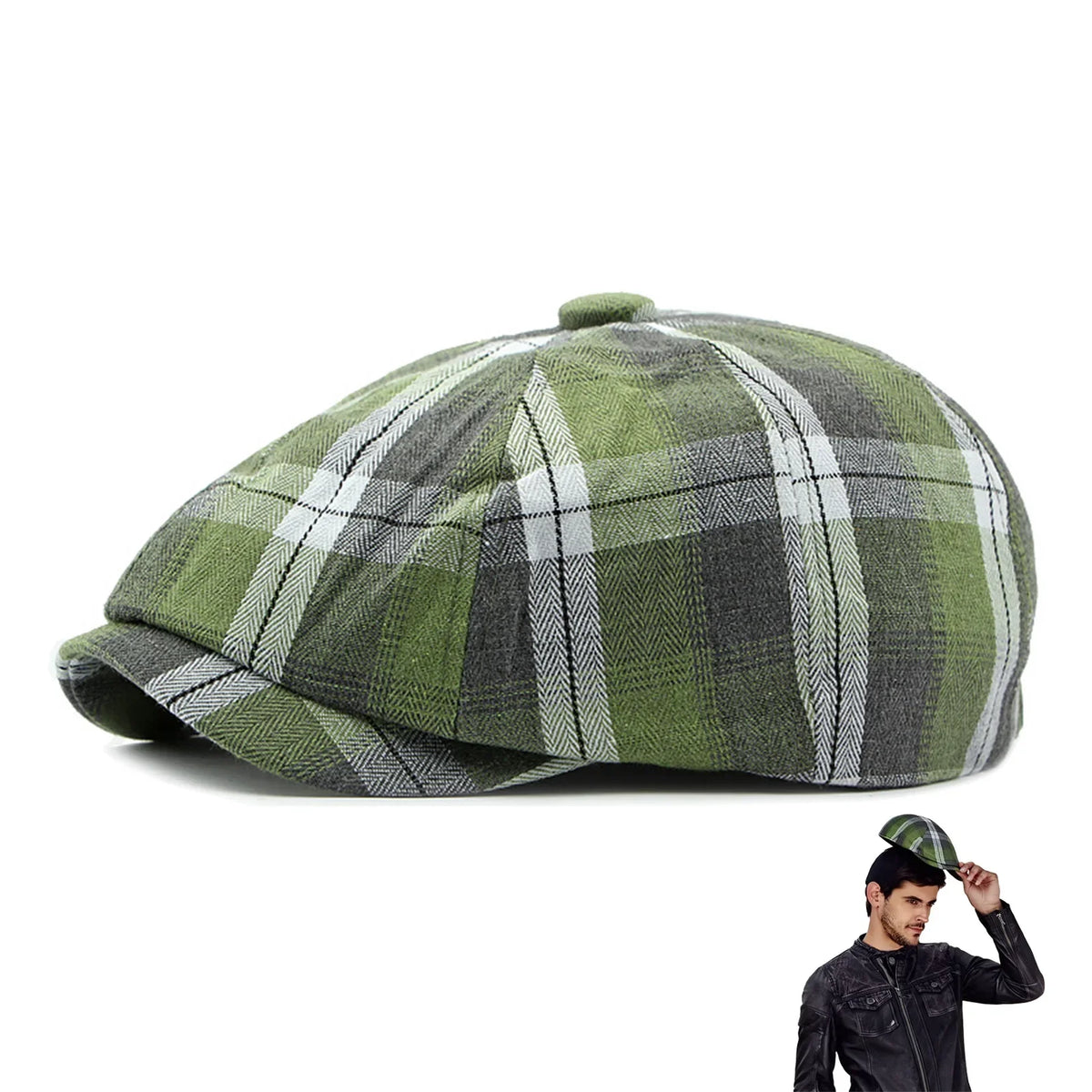 Plaid Beret Hat Short Brim Thin Lightweight Unisex British Retro Artist Cap for Men Women Fashion Accessories