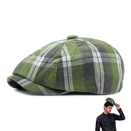 Plaid Beret Hat Short Brim Thin Lightweight Unisex British Retro Artist Cap for Men Women Fashion Accessories