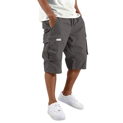 2026 NEW men loose straight pants Casual multi-pocket Shorts Summer Five-Inch Men's drawstring Sports cargo short