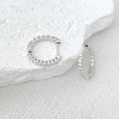 Full 1.5mm D Color Moissanite Ear Hoop Earrings 925 Sterling Silver Earring For Woman Wedding Engagement Trendy Jewelry