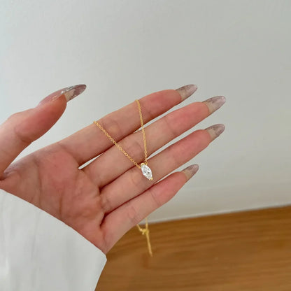 1CT Marquise Moissanite Pendant Neckalce 925 Sterling Silver Plated Gold Water Drop Diamond Necklaces Certified For Women Daily