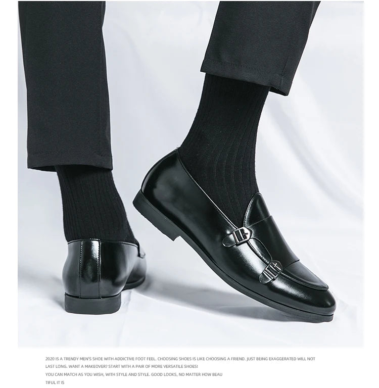 Man Leather Shoes Formal Monk Man Business Office Male Casual Dress Derby Shoes Buckle Wedding Party Luxury Botas Para Hombre