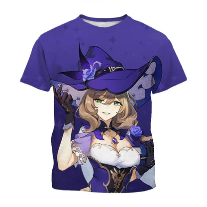 Summer, Genshin Impact game features handsome characters, 3D printed cool and stylish personalized T-shirts