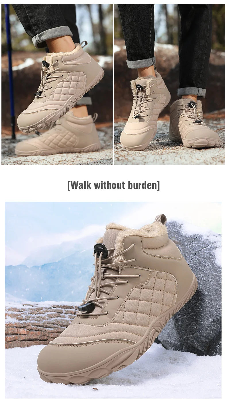 New Winter Booties Outdoor Waterproof Barefoot Boots For Men Ankle Boots Plush Warm Snow Shoes Non-slip Casual Sneakers Big Size