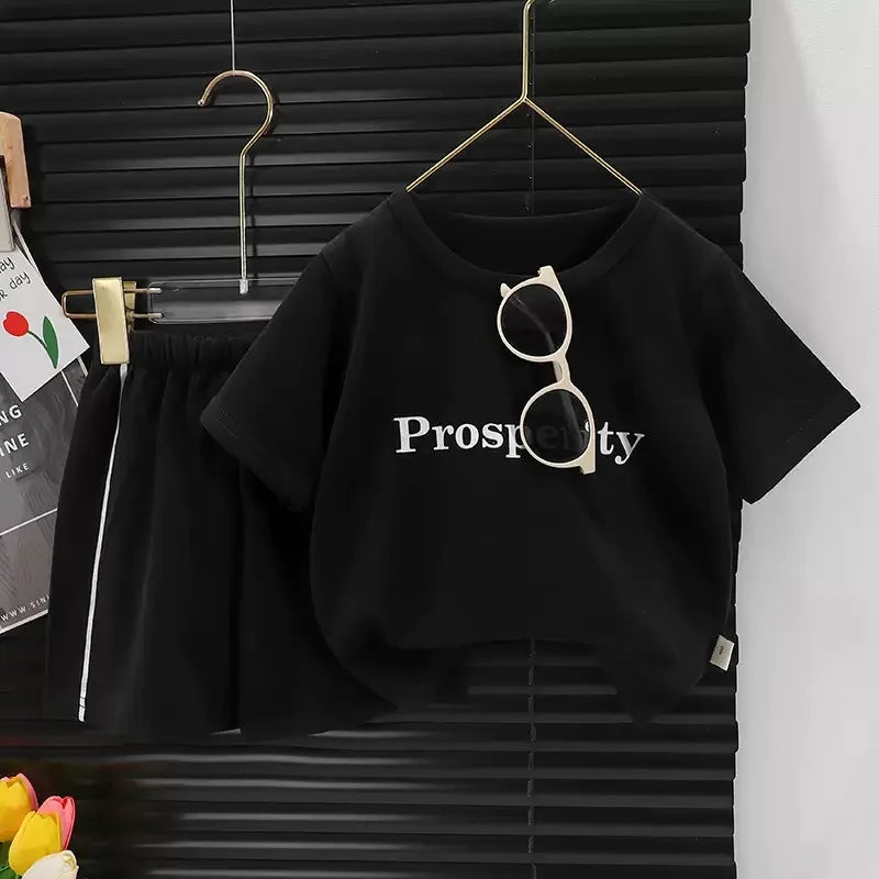 1Set Boys Girls Leisure Set Fashion Cartoon Children Short Sleeve Shorts Sets Summer Kids Clothes Baby Tee+Short Pants Tracksuit