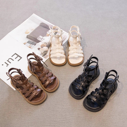 2026 Children Sandals High-top Kids Girls Sandals Baby Sandals High Quality Flat Cut-Outs Beach Sandals