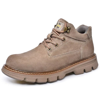 Men Genuine Leather Boots Men's English Style Thick Bottomed Work Clothes Shoes Winter Outdoor Mid Top Men's Boots