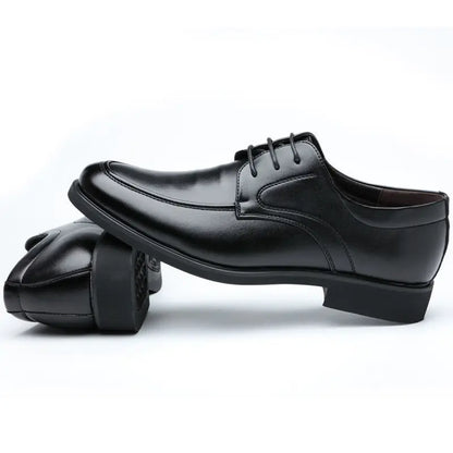 Office Men's Leather Derby Shoes Flat Black Male Casual Shoe Lace Up New in Promotion Adults Fashion 2025 Classic Original Trend