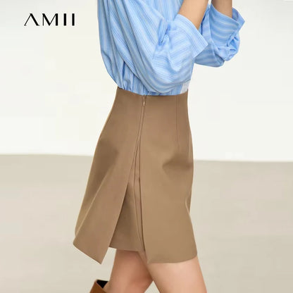 Minimalism Casual Shorts Skirts Women High Rase 2024 Autumn New Fashion Commuter Lady Straight Blazer A-Line Skirt 12343035