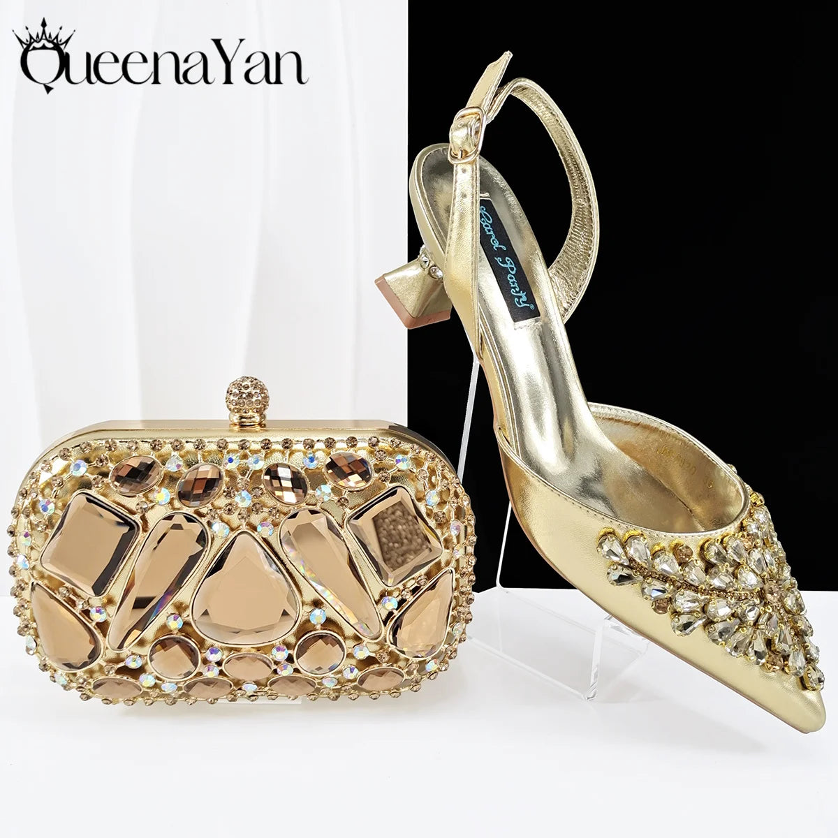 Italian Shoes and Handbags Accessory Set with Rhinestone Metal Embellishments Wedding Shoes Bridal Shoes Designer