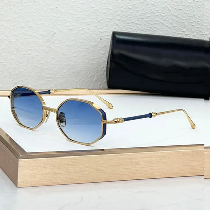 Ins Designer Alloy Sunglasses Square Germany Crafted Brand Luxury Design High Quality UV400 Classical Retro Eyeglasses with Case