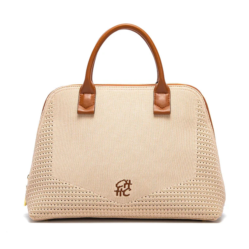 Women's Tote Bag Summer New Apricot Large Capacity Beach Bag Leisure Vacation Shoulder Bag