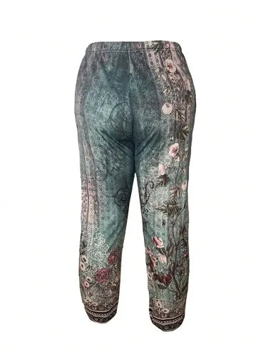 Plus Size Women Summer Casual vacation loose print pants Comfortable and Soft Trousers