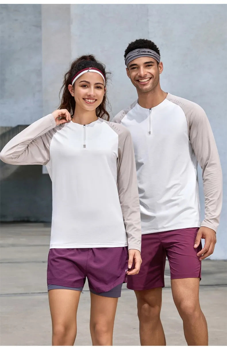 Outdoor Sports Stand-up Collar Long-sleeved Quick-drying Clothes Autumn Half-zipper Top Cycling Running Yoga Gym Fitness T-shirt