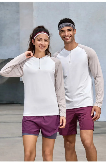 Outdoor Sports Stand-up Collar Long-sleeved Quick-drying Clothes Autumn Half-zipper Top Cycling Running Yoga Gym Fitness T-shirt