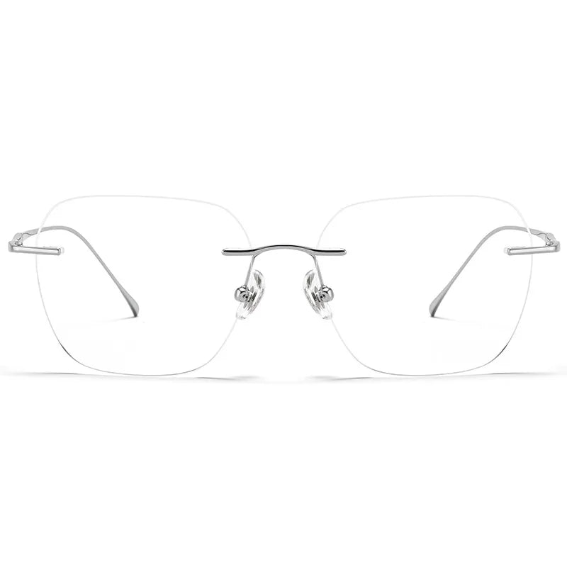 Ultra-light Titanium Rimless Myopia Frames Unisex Simple Square Read Frames Glasses Customized Prescription Glasses F0623