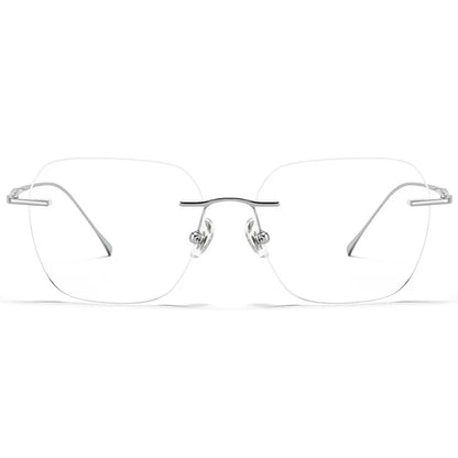 Ultra-light Titanium Rimless Myopia Frames Unisex Simple Square Read Frames Glasses Customized Prescription Glasses F0623