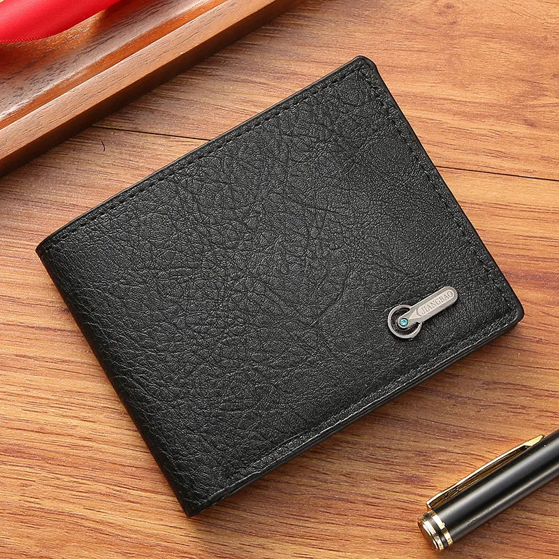 Homme court bifold en faux cuir masculina billetera porte-cartes d'identité porte-monnaie pochette couleur unie hombre business mince