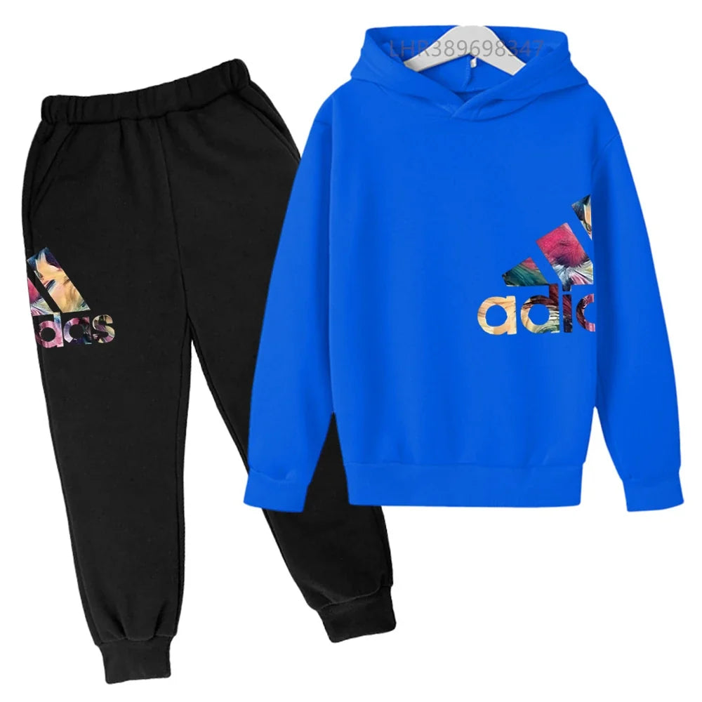 Children's Hoodies Girls Pink Boy Black Age 3-12 Coat Top+Bottom Suit Casual Toddler Long Sleeves Fun Brand Print Clothing