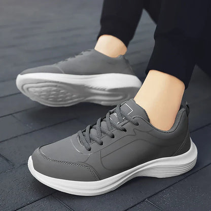 2025 New Lightweight Men Casual Leather Sneakers Non-slip Breathable Male Outdoor Running Shoes Lace Up Soft Sport Shoes
