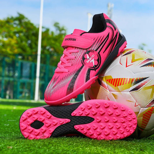 Kids Football Shoes Turf Soccer Cleats Non Slip Lightweight Training Sneakers Indoor Outdoor Futsal Boots Breathable Boys Girls