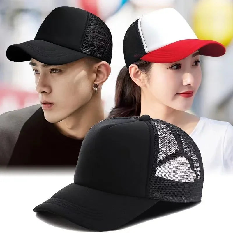 Unisex Cheaper 5 Panel Trucker Hat For Adult Summer Net Baseball Cap Men Women Sponge Mesh Adjustable Sun Hat Visor