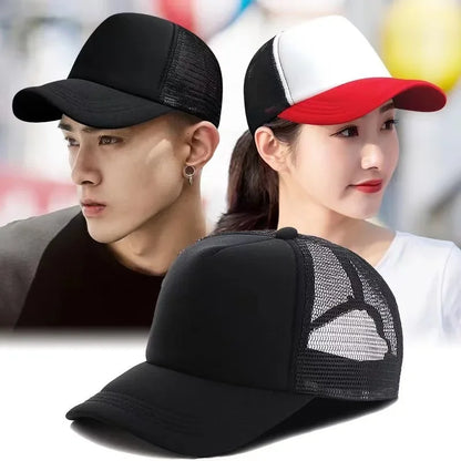 Unisex Cheaper 5 Panel Trucker Hat For Adult Summer Net Baseball Cap Men Women Sponge Mesh Adjustable Sun Hat Visor