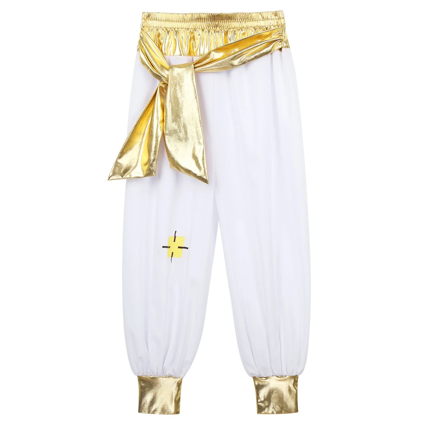Boys Girls Prince Costume Arabian Prince Fairy Tale Character Cosplay Suits Belly Dance Golden Trim Vest with Satin Bloomer Set