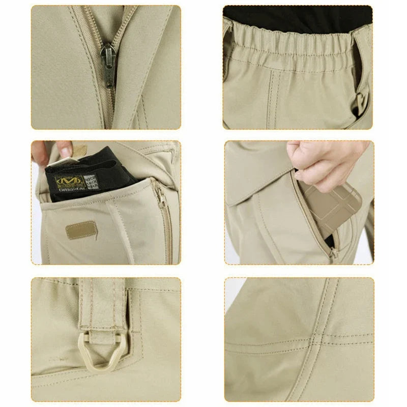 Men's Slim Fit Casual Pants Spring Summer Multiple Pockets Micro Elasticity for Travel Camping Hiking Fishing