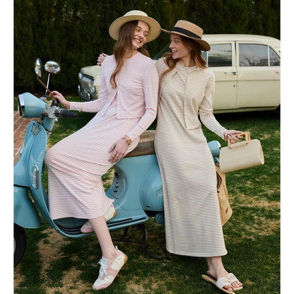 AP SS2026 Women's Dress Striped Cardigan and Dress Soft Three Color Options Fashionable Women's Outfit