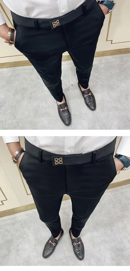 2026 Spring Summer Men's Casual Pants Formal Business Men Solid Color Slim Fit Office Social Trousers Wedding Party Suit Pants