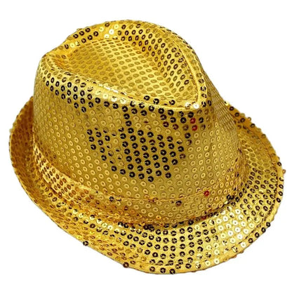 British Top Jazz Hat Bucket Hat Men Women Stage Performance Sequin Hat Shining Christmas Fedoras Party Parent  Hat Hollween