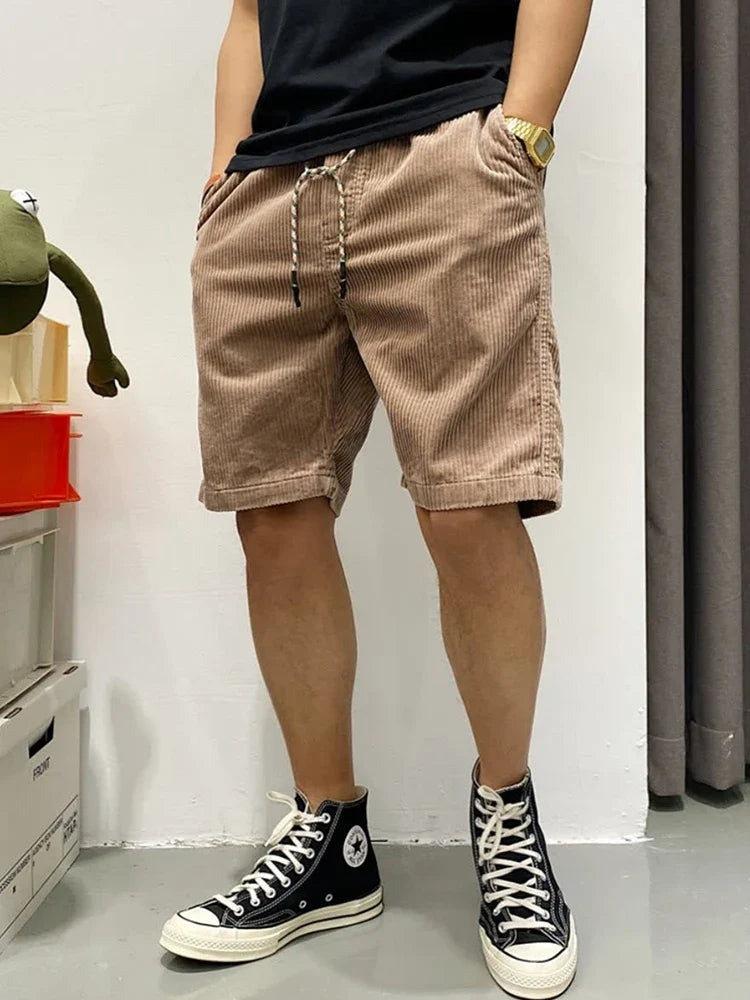 2026 Summer Casual Corduroy Y2K Shorts For Men American Retro Loose Straight Short Pants High Street Fashion Gym Bermudas