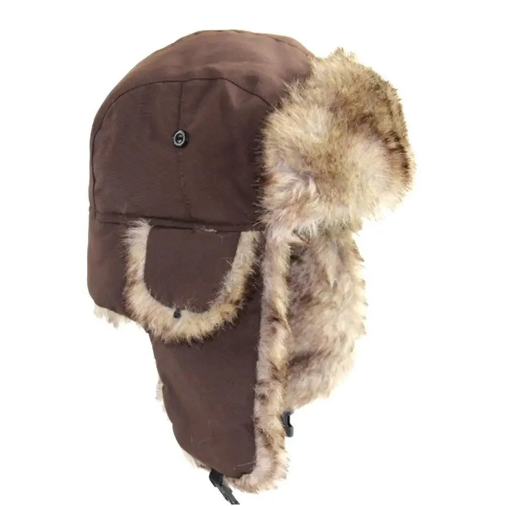 1PC Winter Trapper Aviator Trooper Earflap Hat Warm Waterproof Disco Ski Hat Bomber Cap Fleece Thicken Warm Ear Protectors Hats