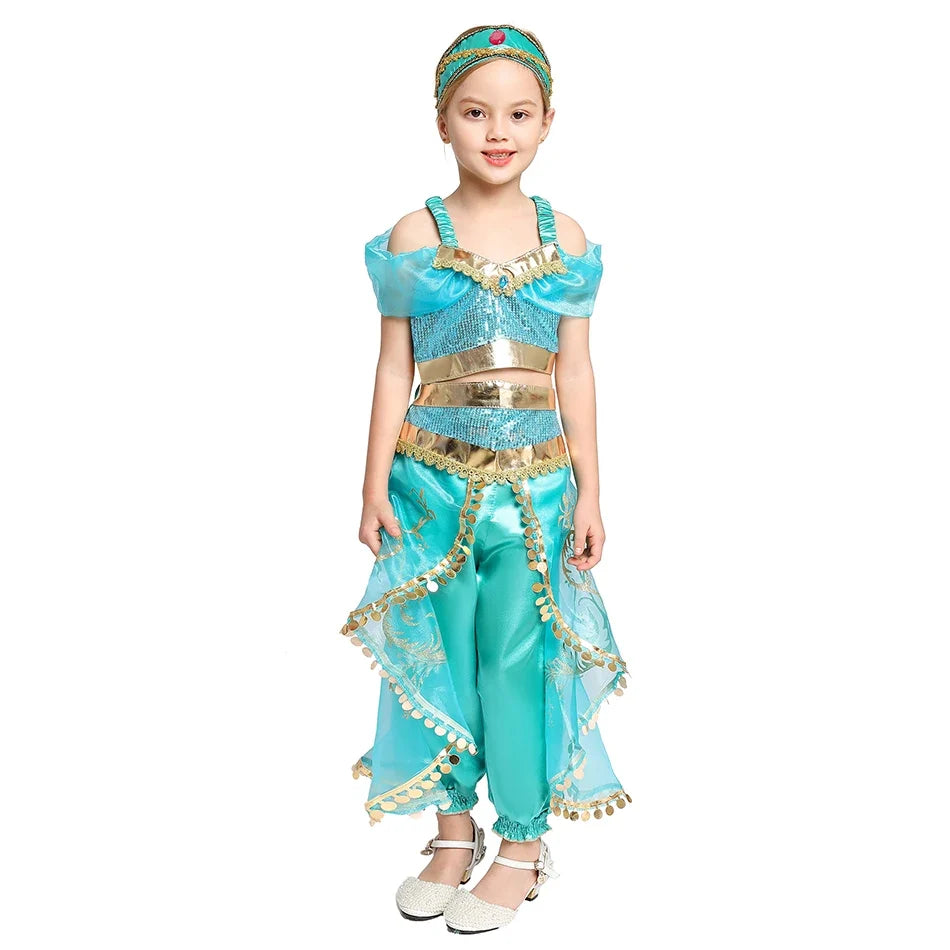 Kids Princess Costume Girls Frozen Elsa Anna Halloween Dress Cosplay Snow White Aurora Moana Rapunzel Mermaid Belle Party Outfit
