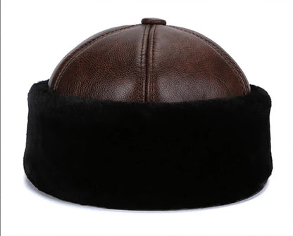 Brand New Style 2026 Retro Cowhide Bomber Hat Winter Keep Warm Caps Men Women Real Leather Cap Thick Velvet Dad Hat Leather Hat