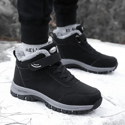 Men Waterproof Outdoor Boots Winter Warm Popular Footwear Male Suede Casual Snow Plush Warm Shoes Leather Walking Shoes 35-46