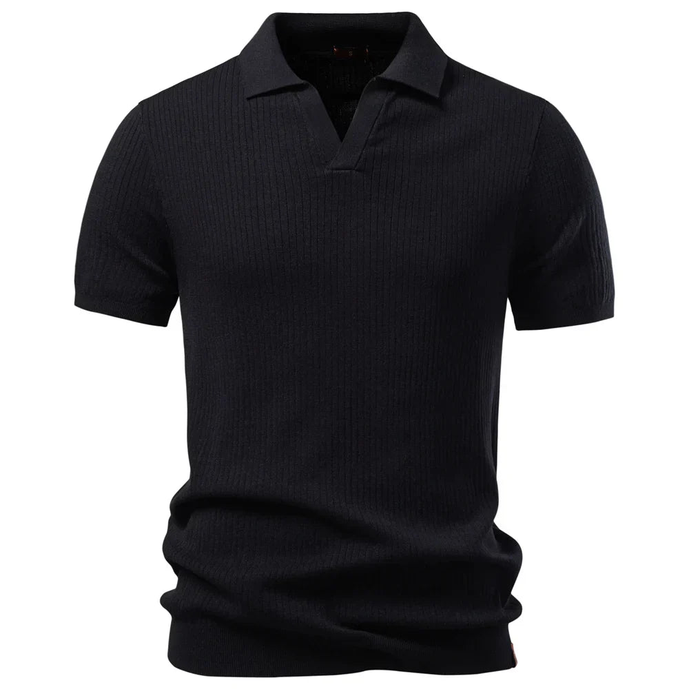 Men's Classic Polo Shirt Solid Color Breathable Elegant Casual Luxury Old Money Style for Men
