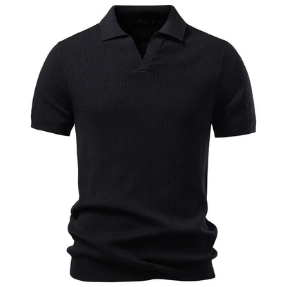 Men's Classic Polo Shirt Solid Color Breathable Elegant Casual Luxury Old Money Style for Men
