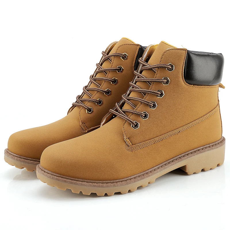 Designer Leather Mens Spring Fall Ankle Boots Trekking Yellow Coffee Designer Tactical Boots Outdoor for Men Work Shoes Sneakers