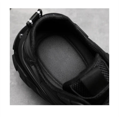Four Seasons Thick and height-increasing sports shoes, men's genuine leather mesh casual men's shoes, trendy shoes