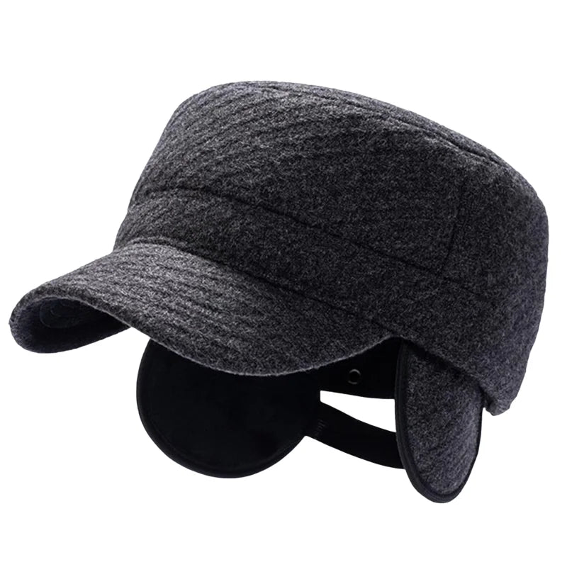Winter Bomber Hat with Visor Warm Earflaps Hat Warm Lined Baseball Cap Trapper Hunting Hats Oversize Cadet Hat for Big Head Men
