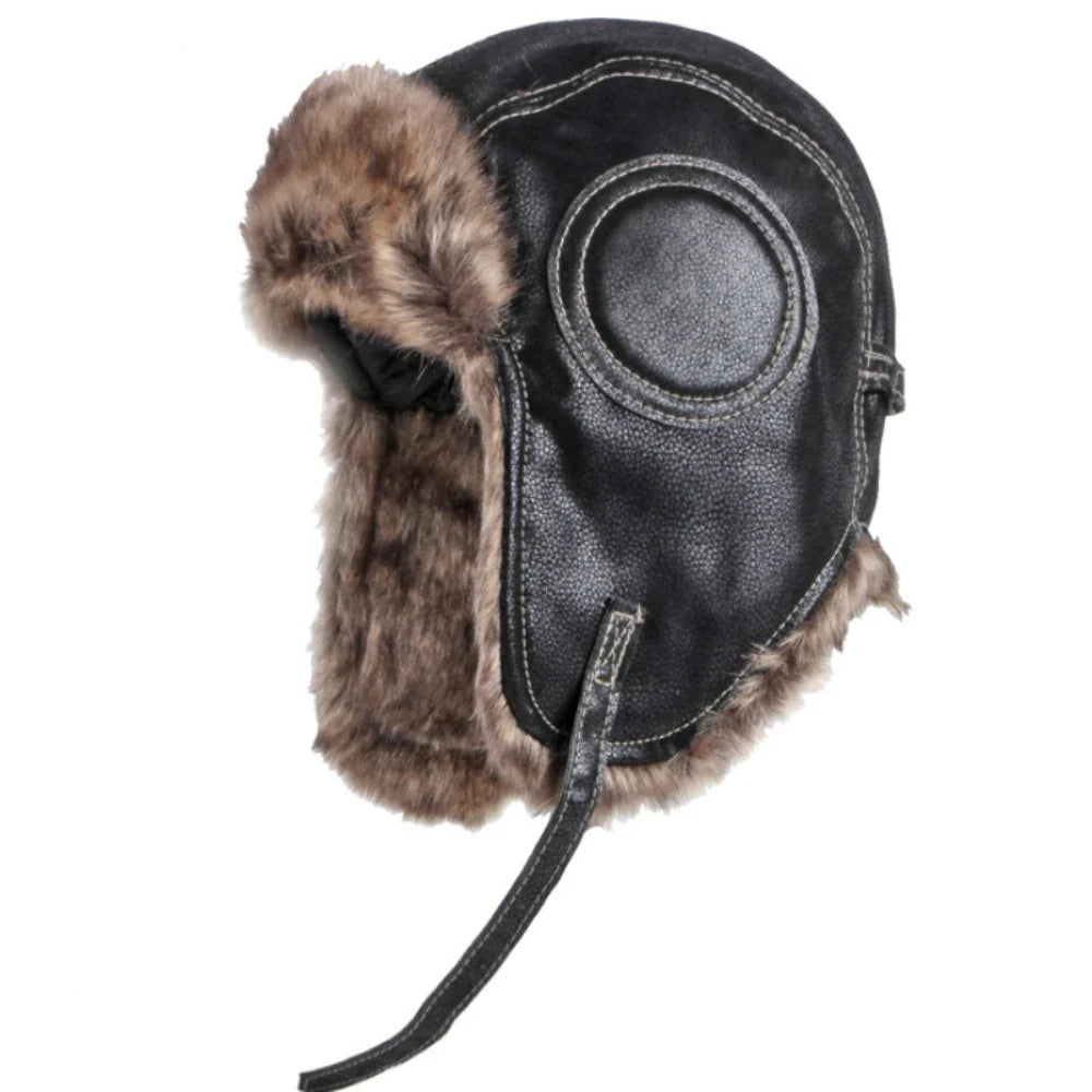 Russian Hat Unisex Thick Warm Winter Fur Hat for Men Women Windproof Leather Hat Male Female Snow Ski Trapper Earflap Cap