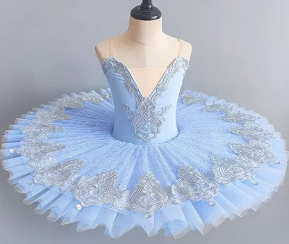 Professional Ballet Girl Blue Pink Pancake Princess Ballet Party Dress Ballet Dance Costume