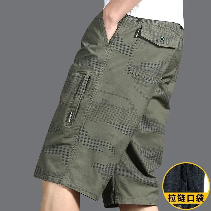 Men's Cropped Pants Cargo Shorts Big Size Below Knee Shorts Sports Short Pants Streetwear Hip Hop Straight Loose Pants