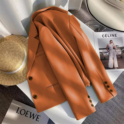 Black Cropped Blazers Woman Trend 2025 New All-match Notched Collar Crop Jacket Women Korean Chic Single Button Suit Coat Tops