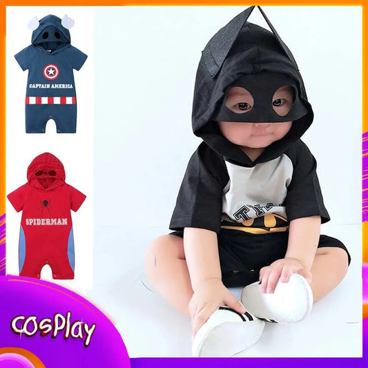 Spider Man Batman Captain Baby Rompers Newborn Baby Kawaii Cute Anime Cartoon Cosplay Costume Jumpsuit Cotton Clothes Kid Gift