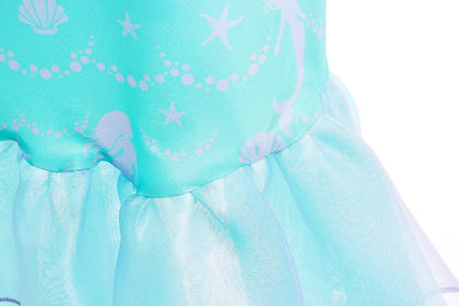 Halloween Costume Mermaid Dress Girl Ruffles Shell Fishtail Frocks Ariel Fantasy Luxury Princess Gown Children Fancy Fairy Dress