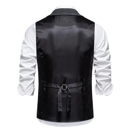 Man Suit Vest British Style Turn Down Collar Male Waistcoat Vintage Single-breasted Business Casual Men Coat Vest